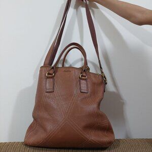 Fossil Leather Satchel Tote Bag – Brown